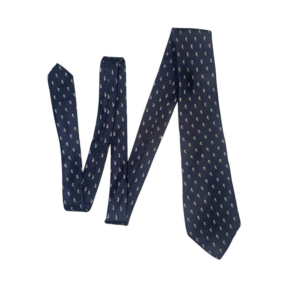 Christian Dior Silk Printed Navy Tie OS